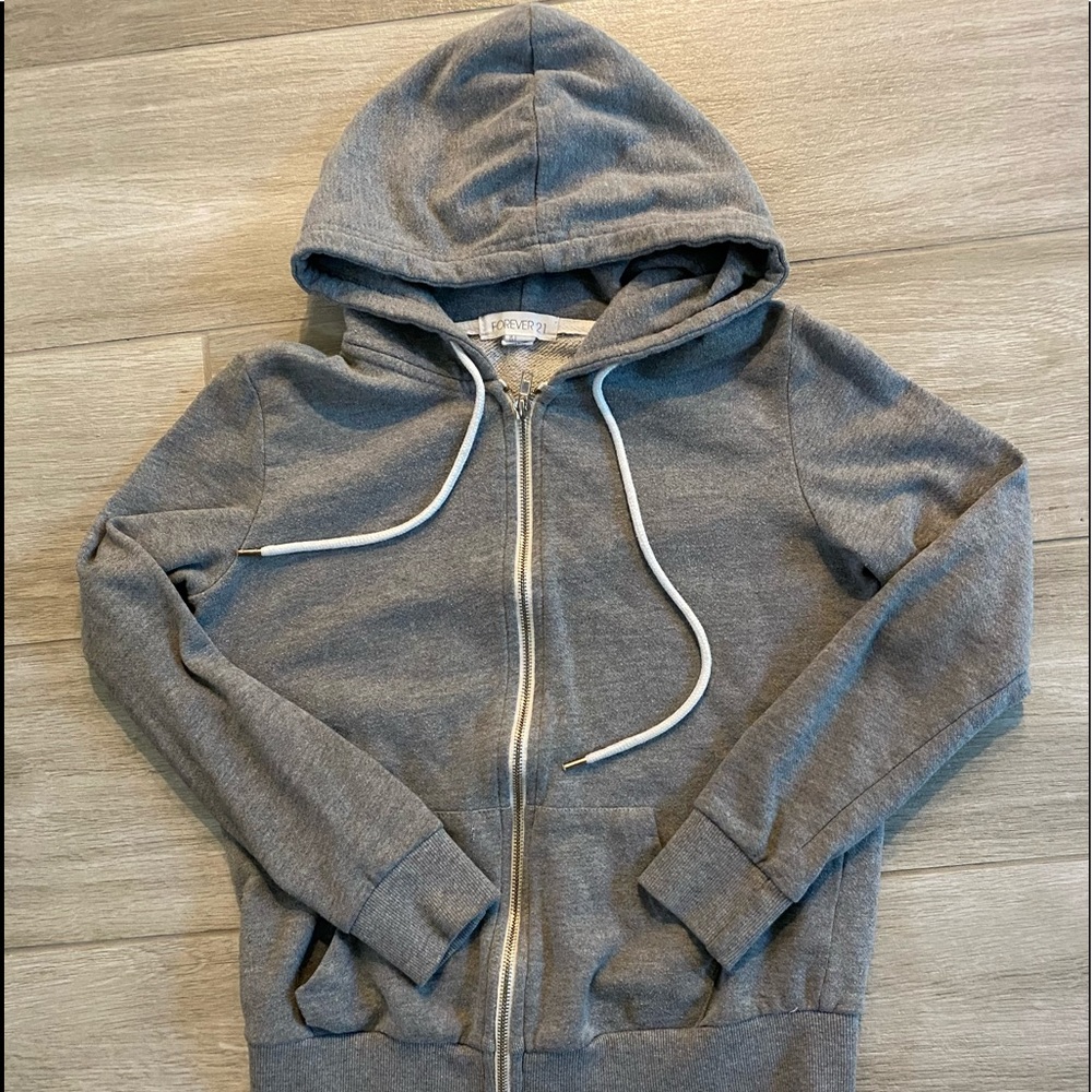 Forever 21 Gray Hooded Sweatshirt Size Small